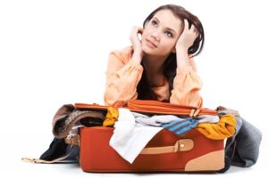 female travel packing